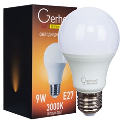 Лампа 9W GERHORT A60 LED 3000K E27 Gerhort - фото 1189141