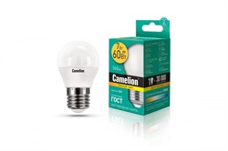 Светодиодная лампа E27 7W 3000 (теплый) G45 Camelion LED7-G45/830/E27 (12070) - фото 2522376