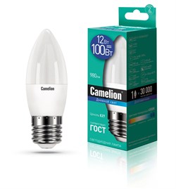 Светодиодная лампа E27 12W 6500К (дневной свет) Camelion LED12-C35/865/E27 (13692) - фото 2523250