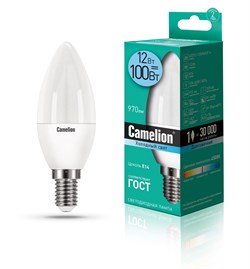 Светодиодная лампа E14 12W 4500К (холодный свет) Camelion LED12-C35/845/E14 (13689) - фото 2523253