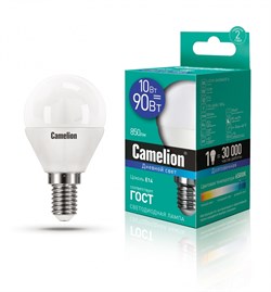 Светодиодная лампа E14 10W 6500К (дневной свет) Camelion LED10-G45/865/E14 (13569) - фото 2523274