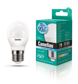 Светодиодная лампа E27 10W 4500К (холодный свет) Camelion LED10-G45/845/E27 (13568) - фото 2523275