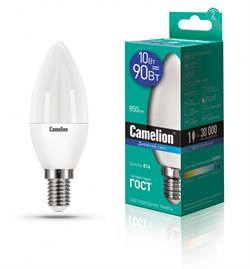 Светодиодная лампа E14 10W 6500К (дневной свет) Camelion LED10-C35/865/E14 (13563) - фото 2523280