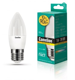 Светодиодная лампа E27 10W 3000К (теплый свет) Camelion LED10-C35/830/E27 13560 - фото 2523283