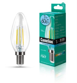 Светодиодная лампа E14 7W 4500К (холодный свет) Camelion LED7-C35-FL/845/E14 (13453) - фото 2523296