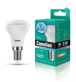 Светодиодная лампа E14 4W 4500К (холодный свет) Camelion LED4-R39/845/E14 (13354) - фото 2523302