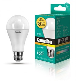 Светодиодная лампа E27 20W 3000К (теплый свет) Camelion LED20-A65/830/E27 (13164) - фото 2523309