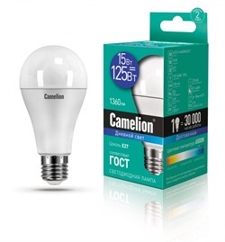 Светодиодная лампа E27 15W 6500К (дневной свет) Camelion LED15-A60/865/E27 (12713) - фото 2523320