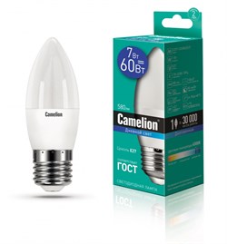 Светодиодная лампа E27 7W 6500К (дневной свет) Camelion LED7-C35/865/E27 (12649) - фото 2523326