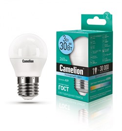 Светодиодная лампа E27 3W 4500К (белый) G45 Camelion LED3-G45/845/E27 (11376) - фото 2523374