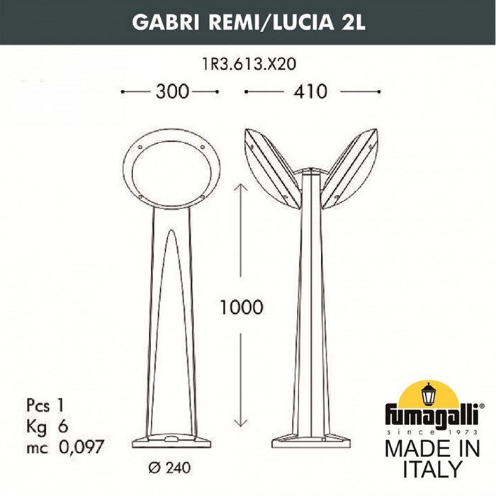 Наземный высокий светильник Fumagalli Lucia 1R3.613.X20.WYE27 - фото 3078777