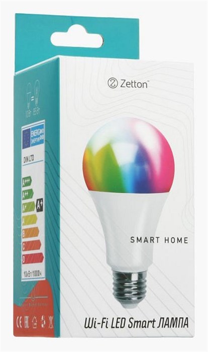 Лампа светодиодная с управлением через Wi-Fi Zetton Smart Wi-Fi Bulb E27 15Вт 6500K ZTSHLBRGBE271RU - фото 3109618