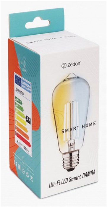 Лампа светодиодная с управлением через Wi-Fi Zetton Smart Wi-Fi Bulb E27 6Вт 2200-6500K ZTSHLBWCWE272RU - фото 3109647