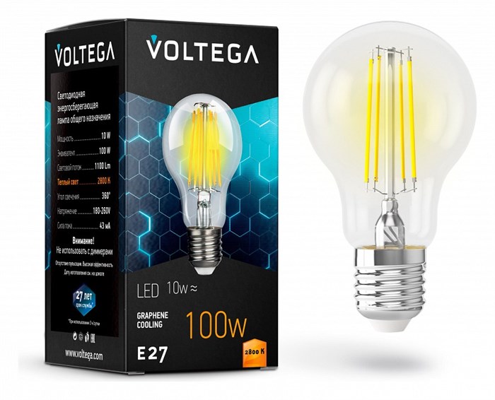 Лампа светодиодная Voltega General Purpose Bulb E27 10Вт 2800K 7102 - фото 3109958