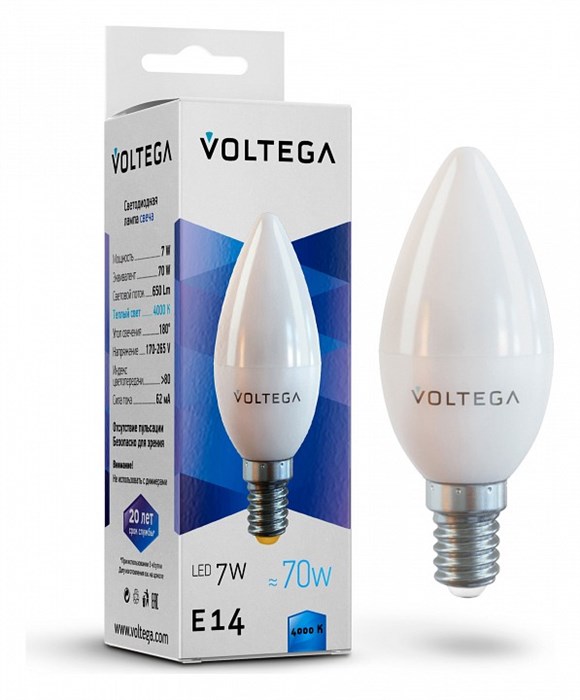 Лампа светодиодная Voltega Simple E14 7Вт 4000K 7049 - фото 3109971