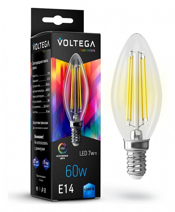 Лампа светодиодная Voltega True colors E14 7Вт 4000K 7153 - фото 3110001