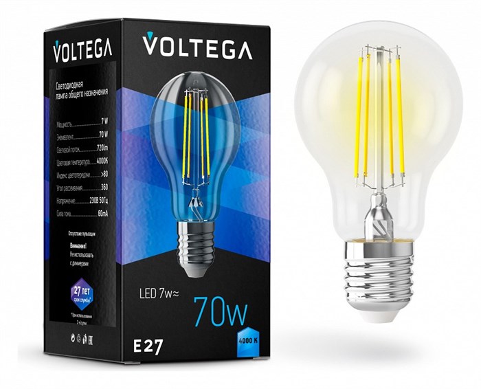 Лампа светодиодная Voltega Crystal E27 7Вт 4000K 7141 - фото 3110011