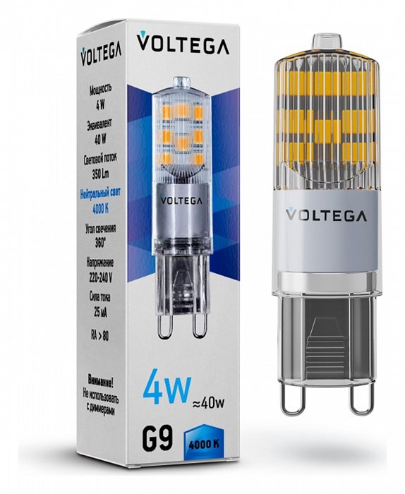 Лампа светодиодная Voltega Simple G9 4Вт 4000K 7125 - фото 3110022