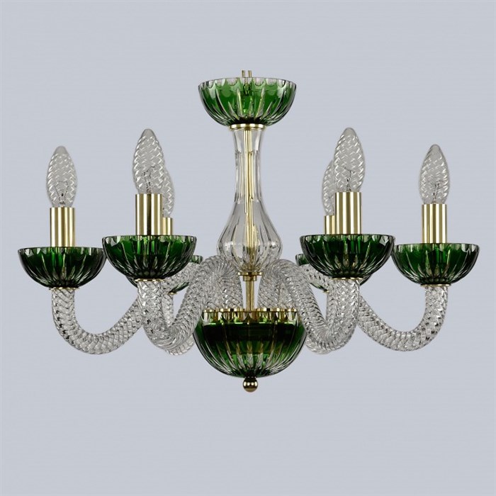 Подвесная люстра Bohemia Ivele Crystal Ivele Crystal 1 1308/6/165 G Cl/Clear-Green/H-1K - фото 3238530