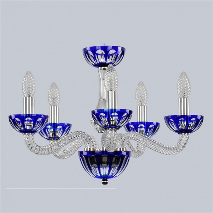 Подвесная люстра Bohemia Ivele Crystal Ivele Crystal 2 1309/5/165 Ni Cl/Clear-Blue/H-1H - фото 3238564