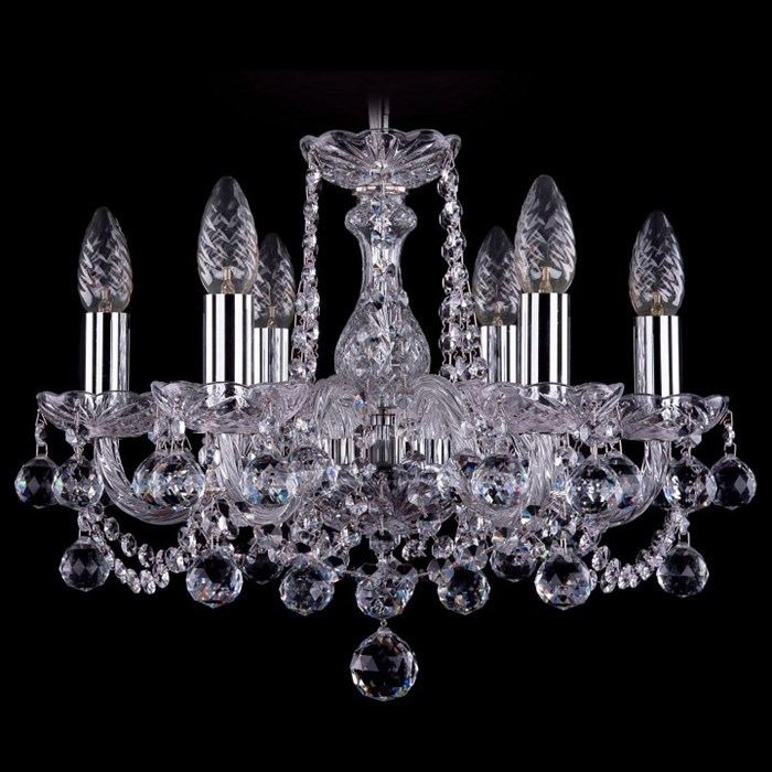 Подвесная люстра Bohemia Ivele Crystal 1402 1402/6/141/Ni/Balls - фото 3240248