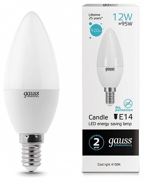 Лампа светодиодная Gauss Led Elementary E14 12Вт 4100K 33122 - фото 3370224