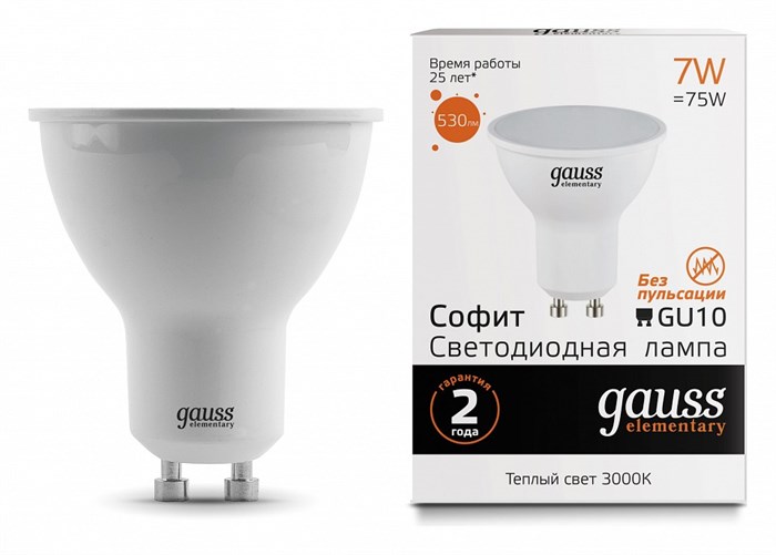 Лампа светодиодная Gauss Софит GU10 7Вт 3000K 13617 - фото 3370283