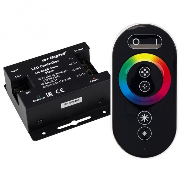 Контроллер-регулятор цвета RGB с пультом ДУ Arlight LN-RF6B 023375 - фото 3637363