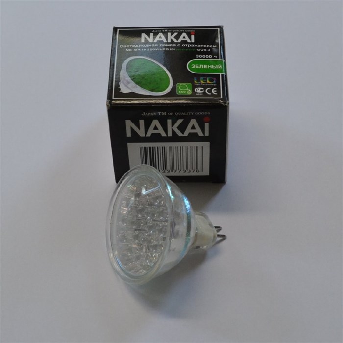 Лампочка MR16 220V LED18/green GU5.3 Nakai - фото 4186933