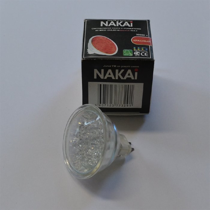 Лампочка MR16 12V LED18/red GU5.3 Nakai - фото 4186936