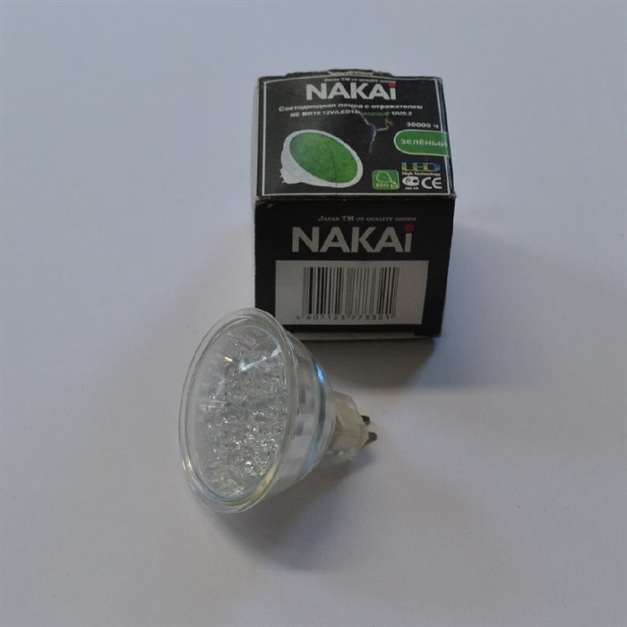 Лампочка MR16 12V LED18/green GU5.3 Nakai - фото 4186938