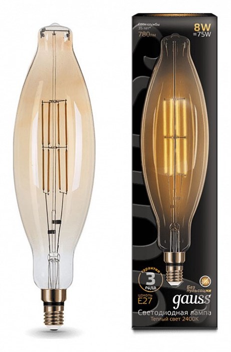 Лампа светодиодная Gauss LED Vintage Filament E27 6Вт 2400K 155802008 - фото 4641227