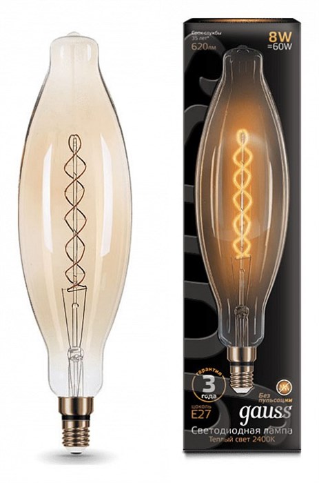 Лампа светодиодная Gauss LED Vintage Filament Flexible E27 8Вт 2400K 156802008 - фото 4641228