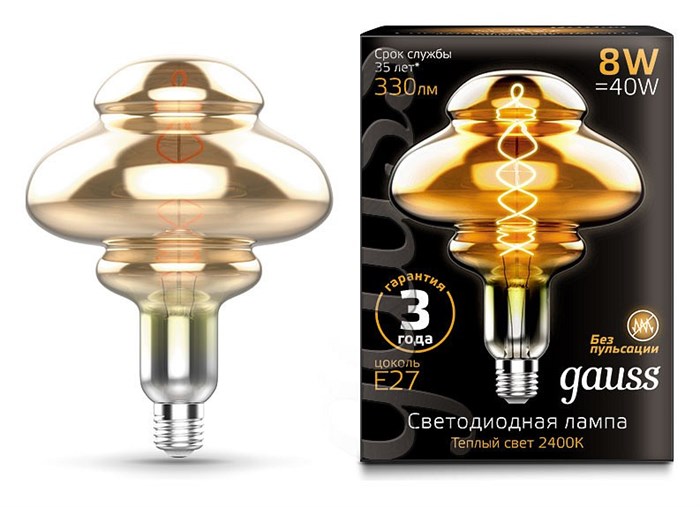 Лампа светодиодная Gauss LOFT Led Vintage Filament Flexible E27 8Вт 2400K 162802008 - фото 4641230