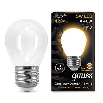 Лампа светодиодная Gauss 1052 E27 5Вт 2700K 105202105 - фото 4641367