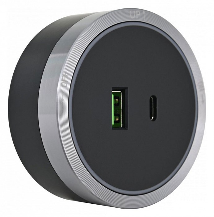 Розетка USB и type C на треке Arte Milano Am-track-sockets 380066TS LED/USB-Type-C Grey - фото 4661045