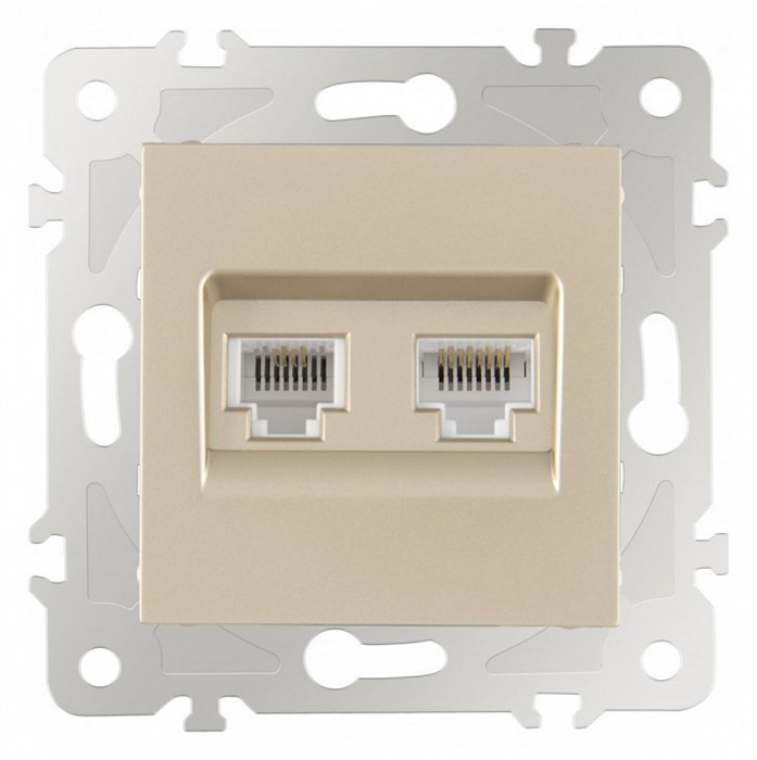 Розетка двойная RJ-11 и Ethernet RJ-45, без рамки Arte Milano am-203 203.44-1.shampan - фото 4684049