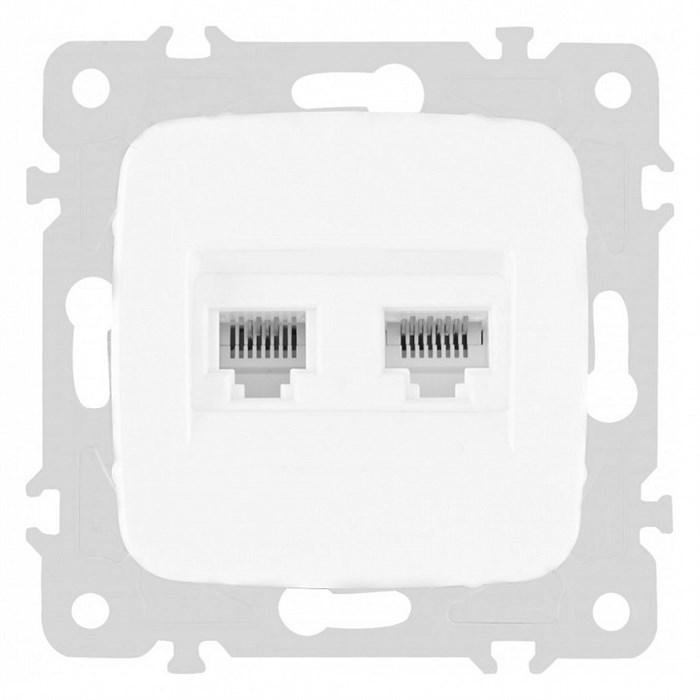 Розетка двойная RJ-11 и Ethernet RJ-45, без рамки Arte Milano am-205 205.44-1.white - фото 4684473