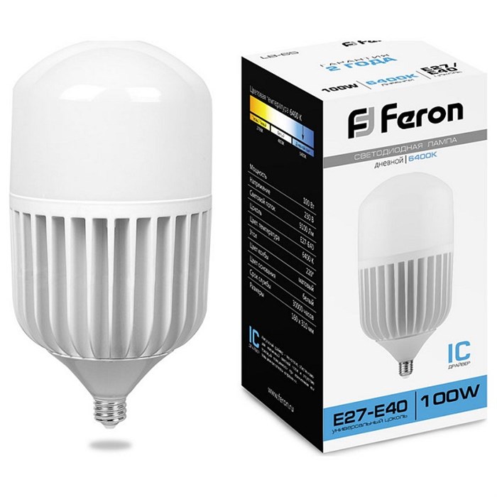 Лампа светодиодная Feron Saffit LB-65 E27-E40 100Вт 6400K 25827 - фото 4695472