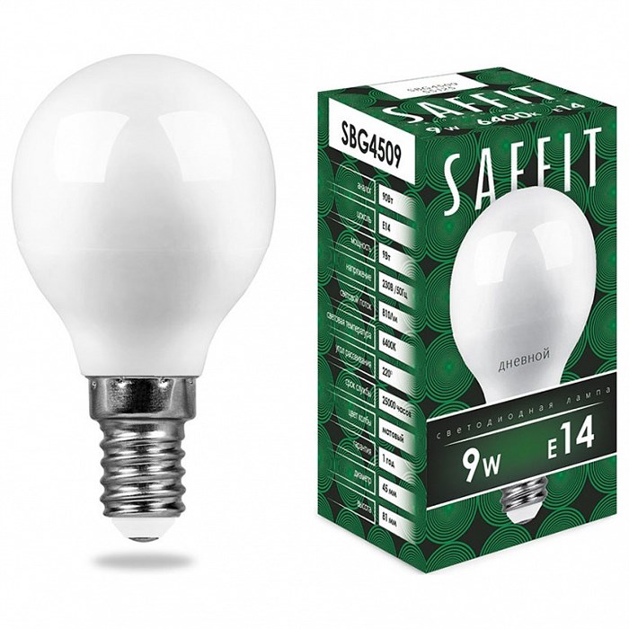 Лампа светодиодная Feron Saffit SBG4509 E14 9Вт 6400K 55125 - фото 4696859