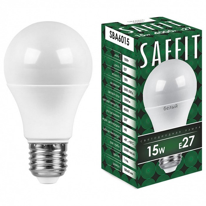 Лампа светодиодная Feron Saffit SBA6015 E27 15Вт 4000K 55011 - фото 4696879