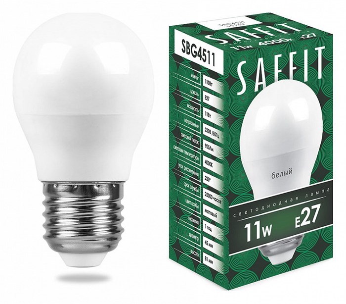Лампа светодиодная Feron Saffit SBG4511 E27 11Вт 4000K 55139 - фото 4696886