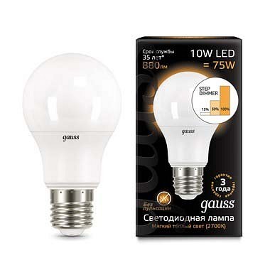 Лампа светодиодная Gauss 1025 E27 10Вт 3000-4100K 102502110-T - фото 4757141