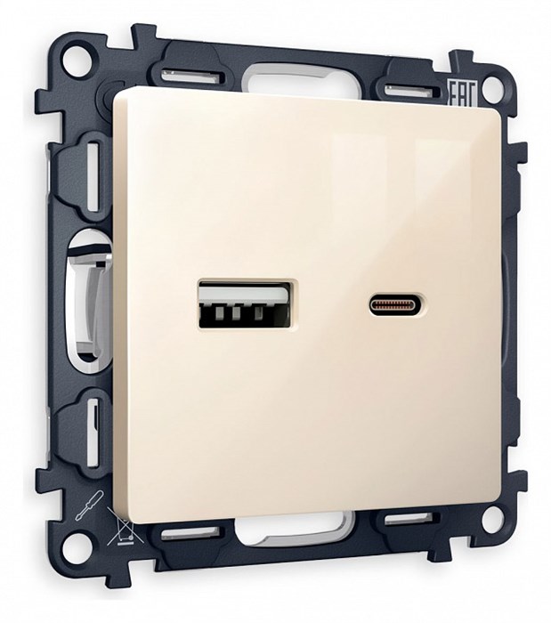 Розетка 2хUSB type A и C без рамки Ambrella Volt Quant MA311010 - фото 4905488