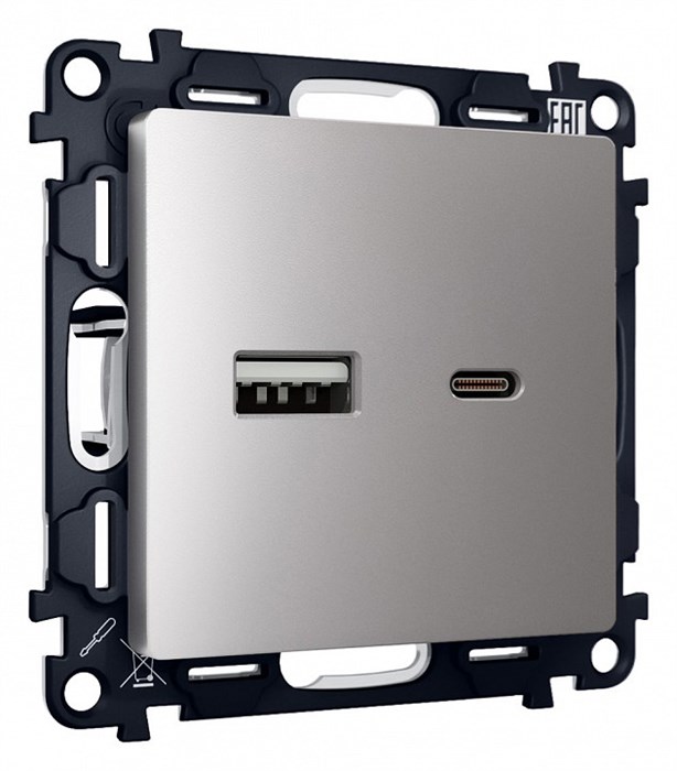 Розетка 2хUSB type A и C без рамки Ambrella Volt Quant MA511010 - фото 4905578