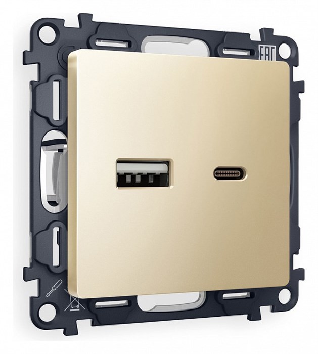 Розетка 2хUSB type A и C без рамки Ambrella Volt Quant MA611010 - фото 4905669