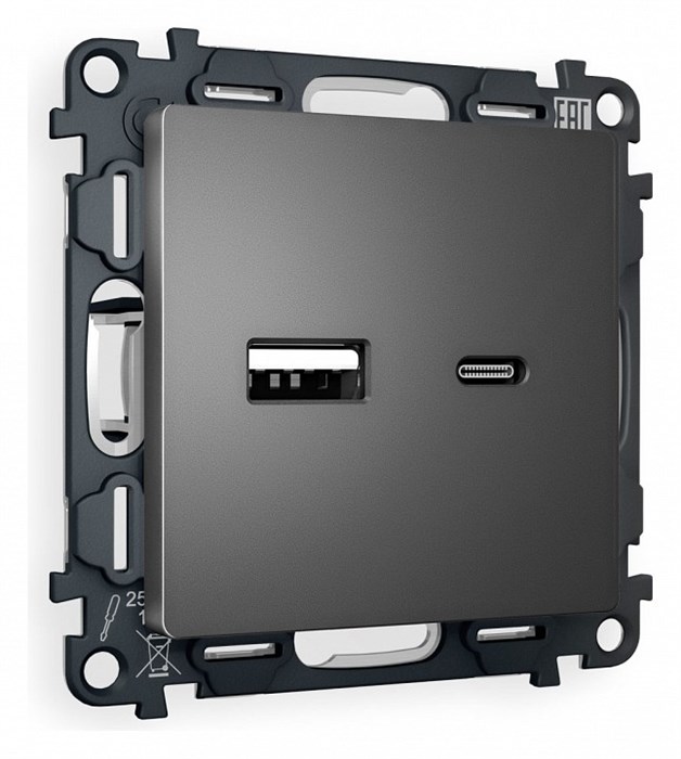 Розетка 2хUSB type A и C без рамки Ambrella Volt Quant MA661010 - фото 4909223