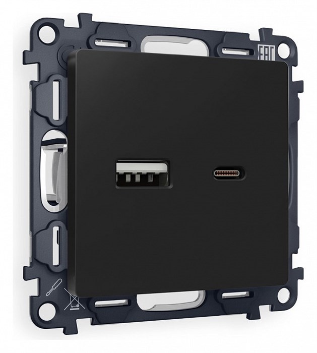 Розетка 2хUSB type A и C без рамки Ambrella Volt Quant MA811010 - фото 4909316