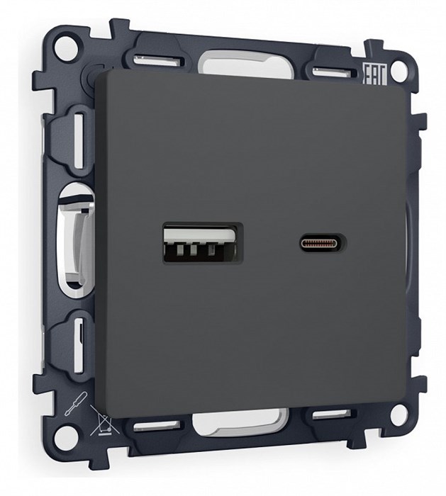 Розетка 2хUSB type A и C без рамки Ambrella Volt Quant MA911010 - фото 4909403