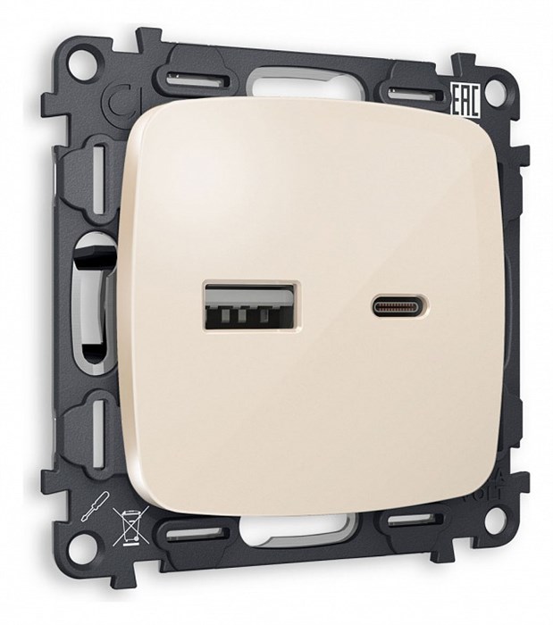 Розетка 2хUSB type A и C без рамки Ambrella Volt Quant MO311010 - фото 4909495